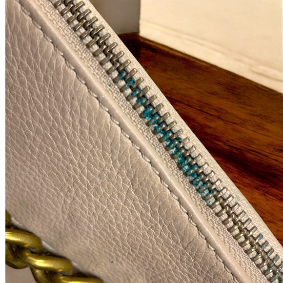 Elliott Lucca Tan Pebbled Leather Top Handle Satchel Purse Bag Chain Strap READ - Picture 9 of 13